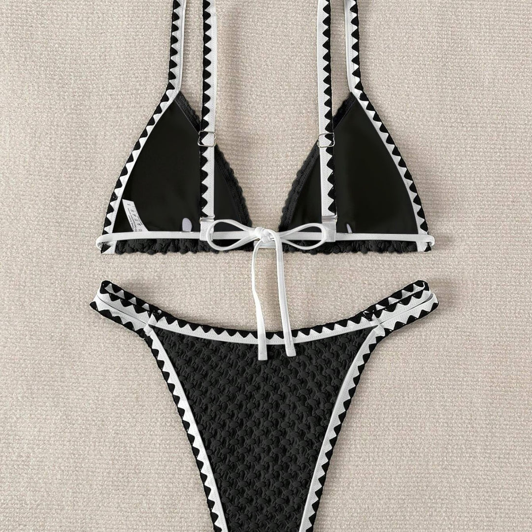 Damen Triangel-Bikini mit raffiniertem Häkelmuster EB