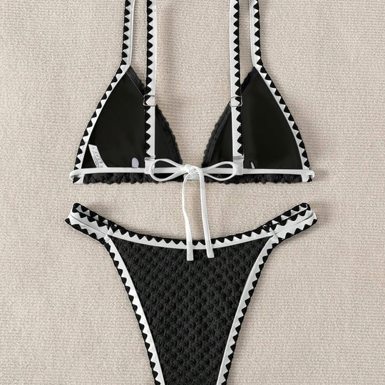 Damen Triangel-Bikini mit raffiniertem Häkelmuster EB