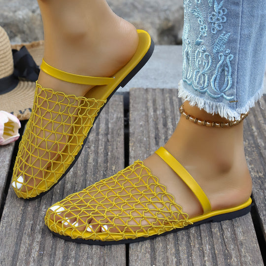 Damen  gewebte Netz-Mules mit Slip-On-Funktion, offener Ferse und flexiblem Leichtsohlen-Design EB