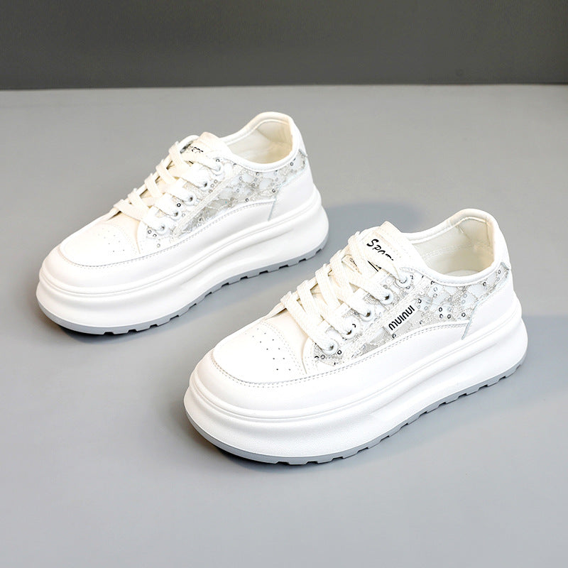 Damen modische Plateau-Sneaker mit trendiger Oberflächenstruktur und dämpfender Laufsohle EB