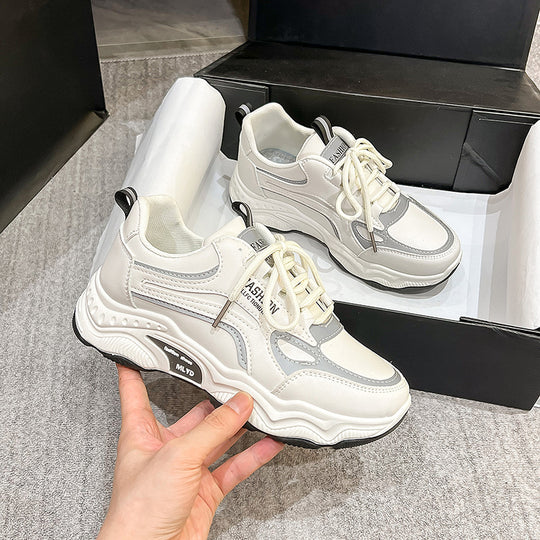 Damen Modische Sneaker mit dicker Sohle und atmungsaktivem Obermaterial EB