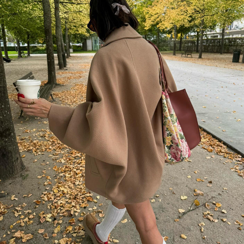 Damen Oversized Wolljacke mit durchgehendem Knopfverschluss und praktischen Taschen EB