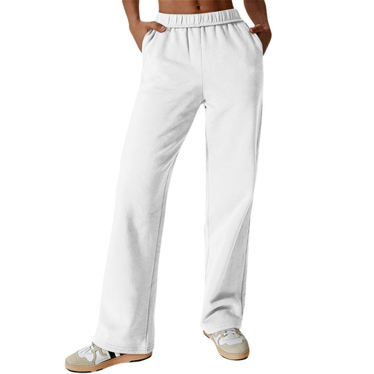 Damen nan hochgeschnittene ausgestellte Loungehose mit elastischem Komfortbund und verdeckten Eingrifftaschen EB