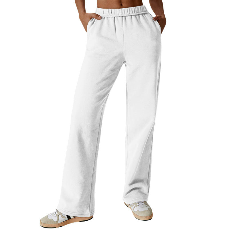 Damen nan weite hochgeschnittene Jogginghose aus weichem Sweat mit elastischem Bund und Eingrifftaschen EB