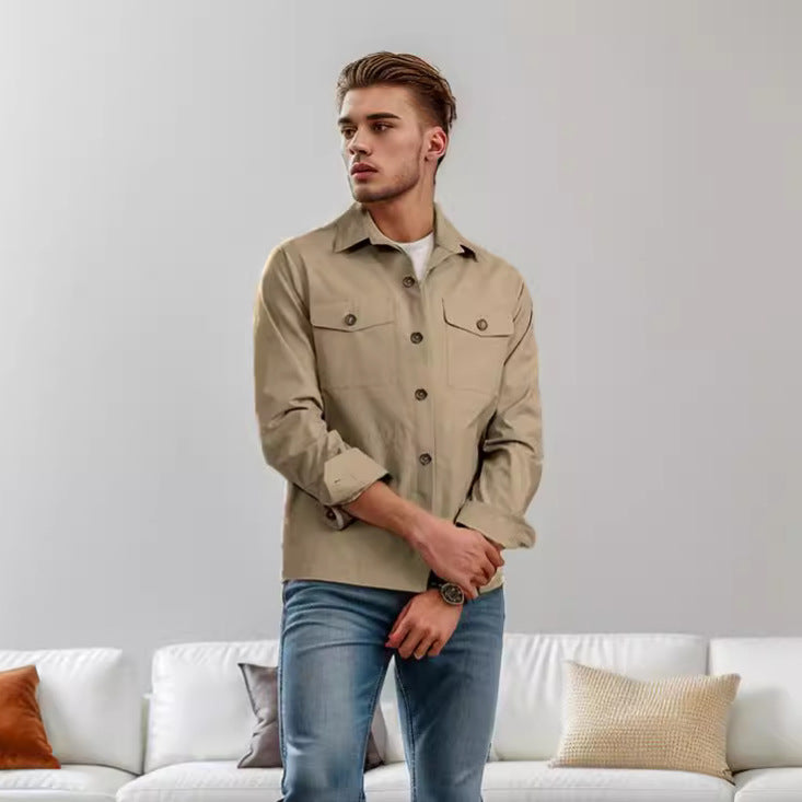 Herren lässige vielseitige Sommerjacke mit praktischen Brusttaschen und regulierbarem Bund EB