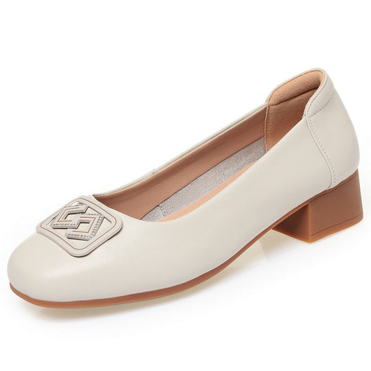 Damen Elegante Ballerinas mit modischem Schmuckdetail und bequemem Blockabsatz EB