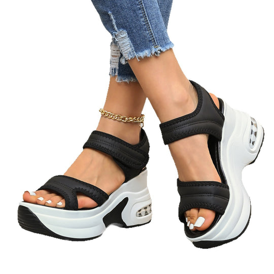 Damen Komfortable Wedge-Sandalen mit ergonomischem Riemendesign und gepolsterter Innensohle EB