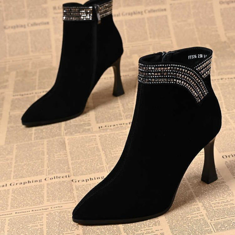 Damen Elegante Ankle Boots mit funkelndem Dekor EB