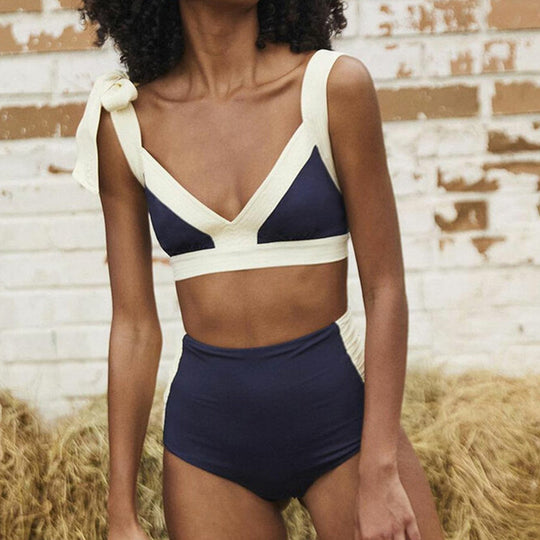 Damen Hoch geschnittener Bikini mit elegantem Wickeldetail EB