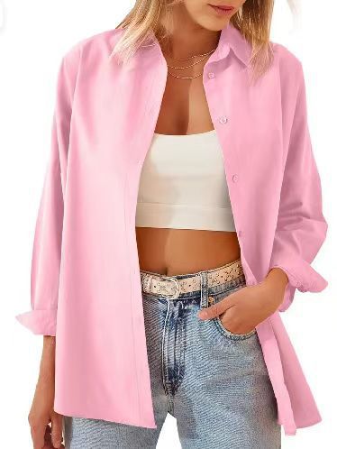 Damen Lockeres Hemd mit geknöpfter Front und Elegantem Schnitt EB