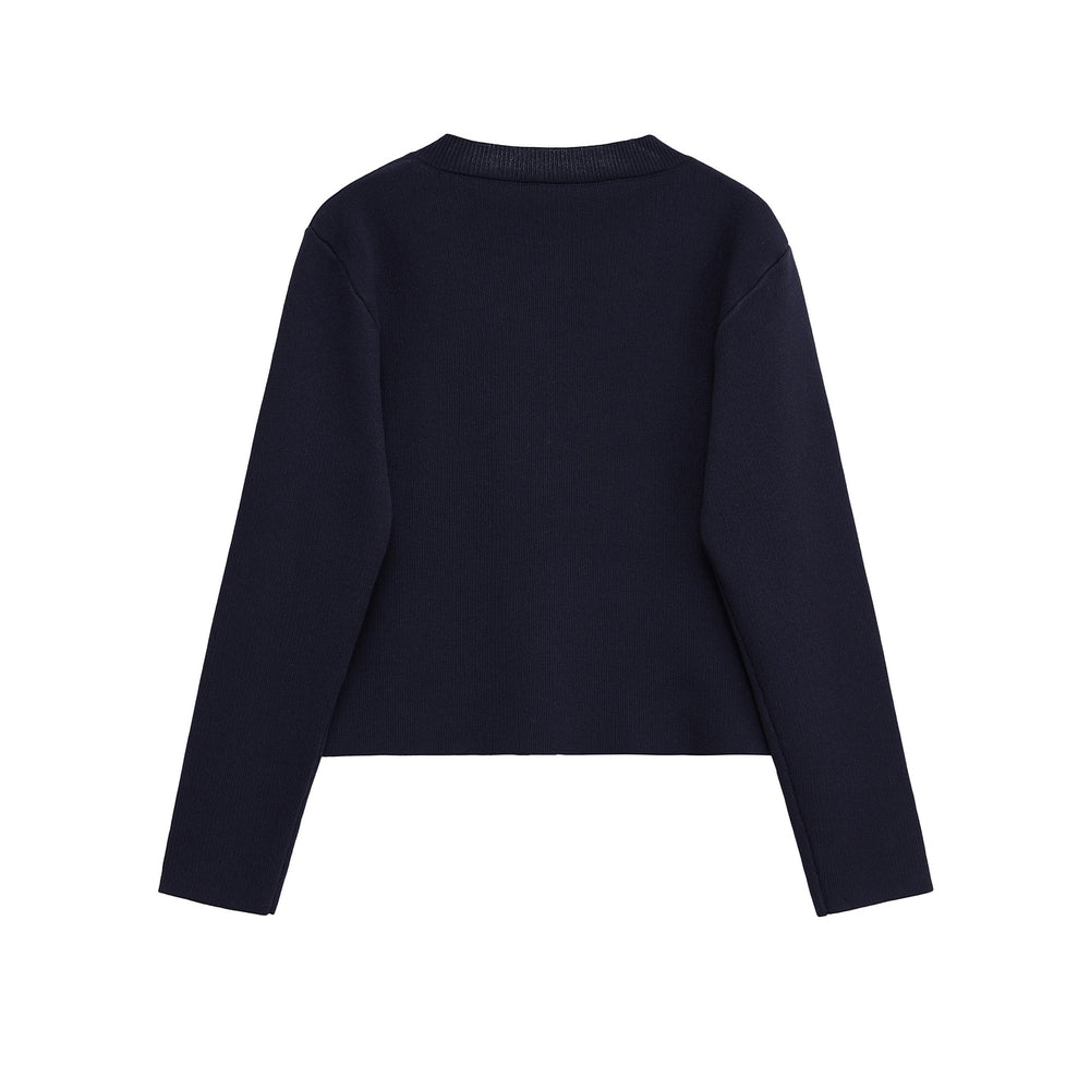 Damen elegante Strickjacke mit dekorativem Knopf EB