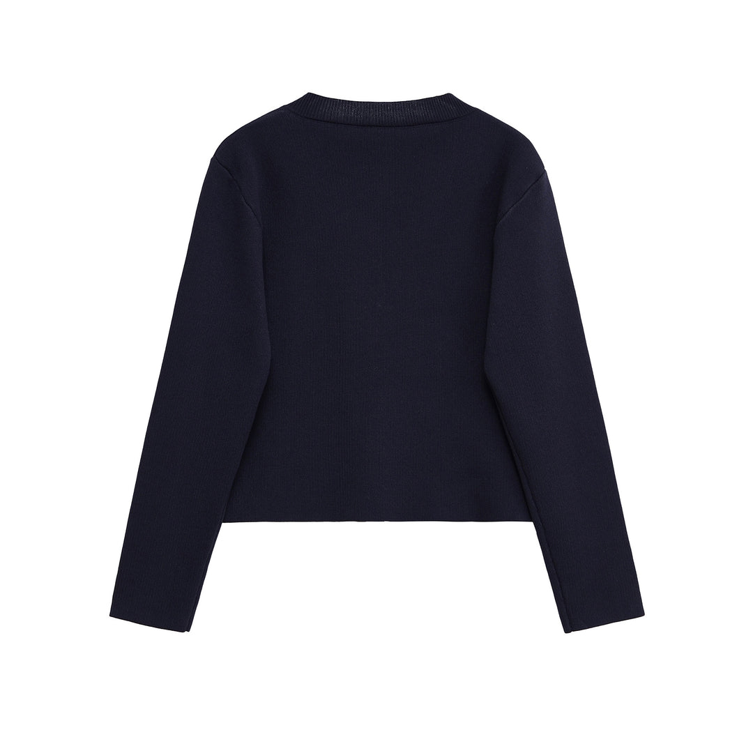 Damen elegante Strickjacke mit dekorativem Knopf EB