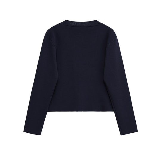 Damen elegante Strickjacke mit dekorativem Knopf EB