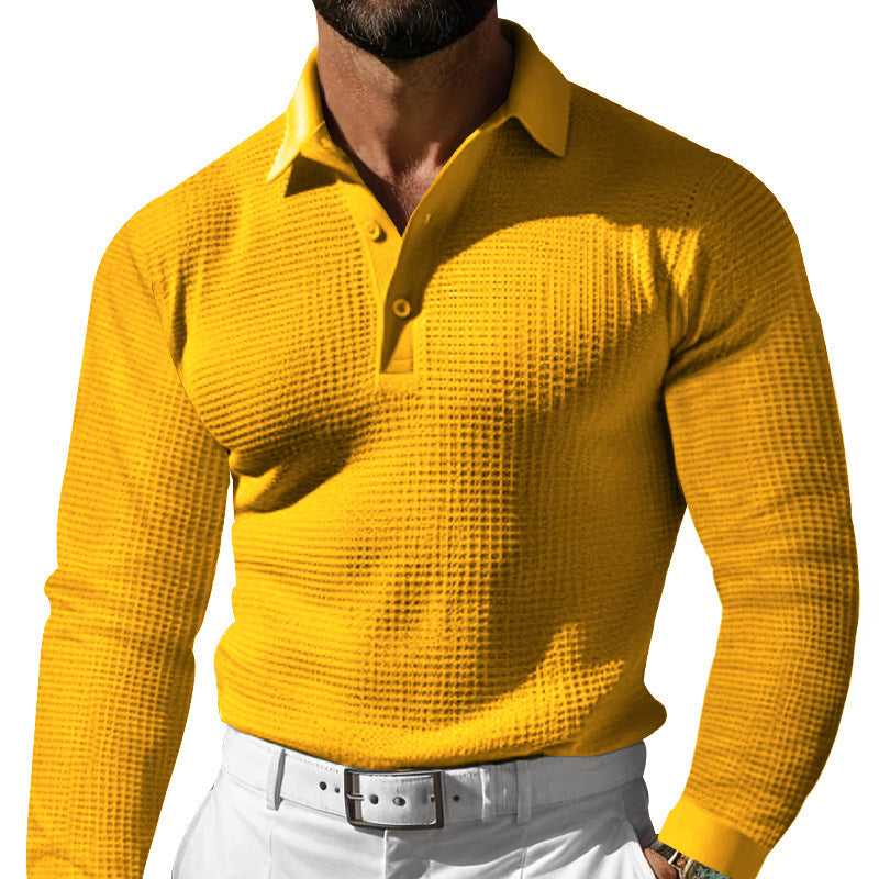 Herren Luxuriöses Langarm-Polohemd mit strukturiertem Design und modernen Details EB