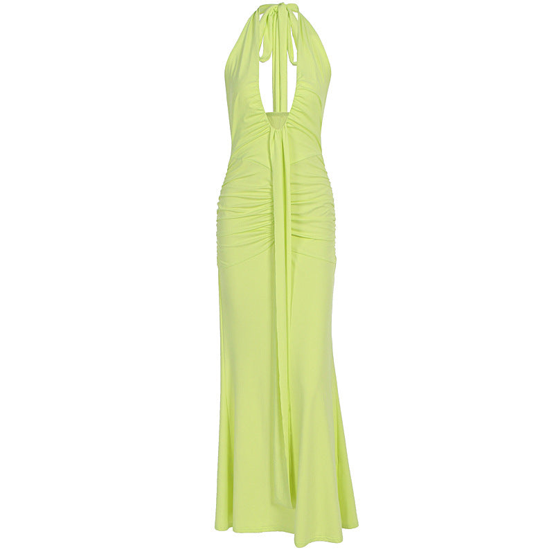 Damen Elegantes Kleid mit tiefem V-Ausschnitt und figurbetontem Schnitt EB
