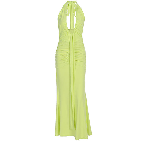 Damen Elegantes Kleid mit tiefem V-Ausschnitt und figurbetontem Schnitt EB