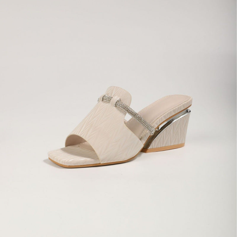 Damen elegante Slide-Sandalen mit funkelnden Akzenten EB