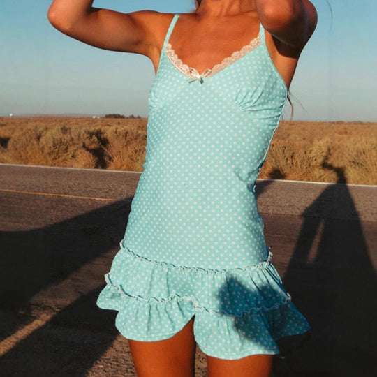 Damen Sommerkleid mit Rüschen und feinem Streifenmuster EB