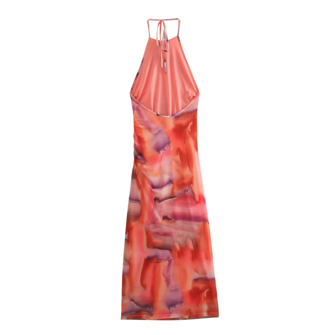 Damen Sommerkleid mit elegantem Rückenausschnitt und modernem Farbverlauf EB