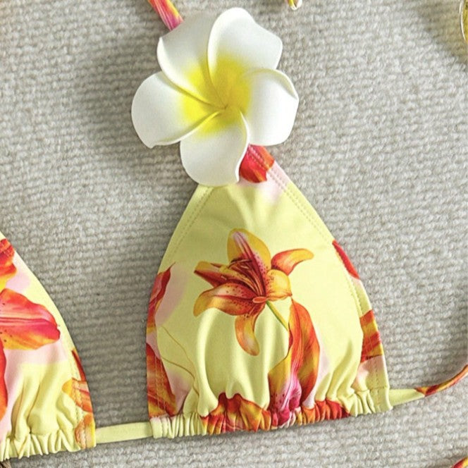 Damen Triangel-Bikini-Set mit floralen Akzenten EB