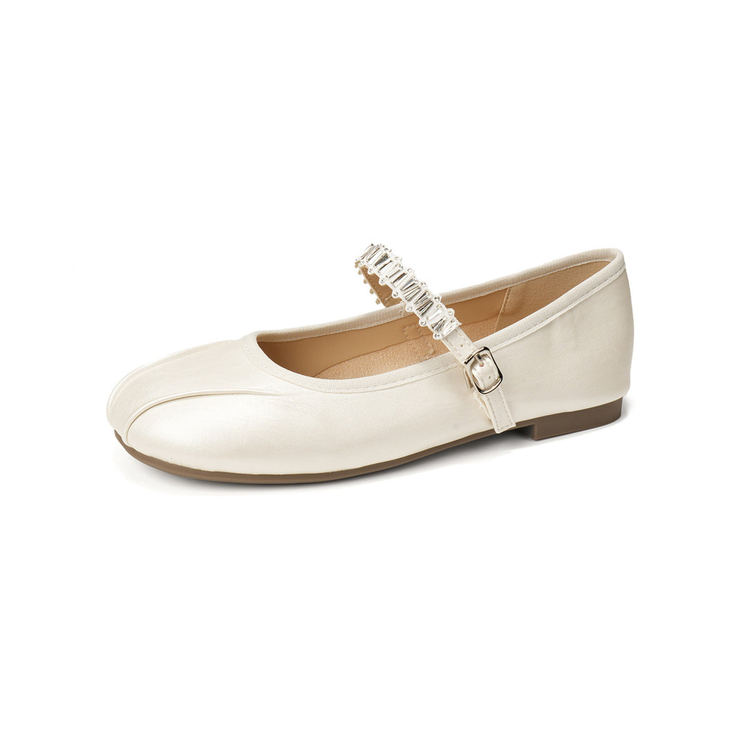 Damen Ballerinas mit elegantem Riemen und schimmerndem Obermaterial EB