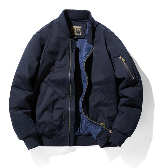 Men's  urban patched utility zip-up bomber with sleeve pen pocket EB