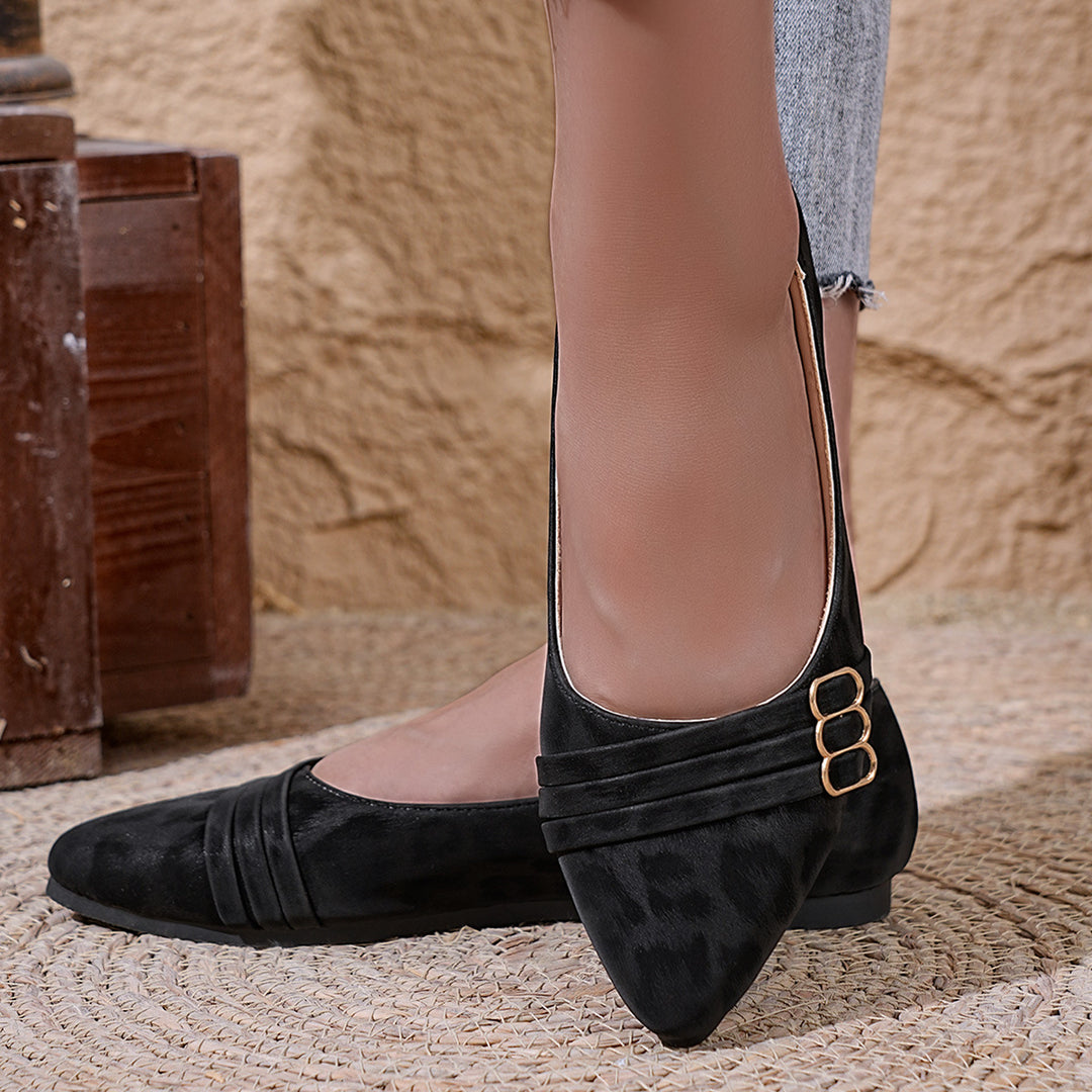 Damen elegante Ballerinas mit dekorativen Rüschendetails EB