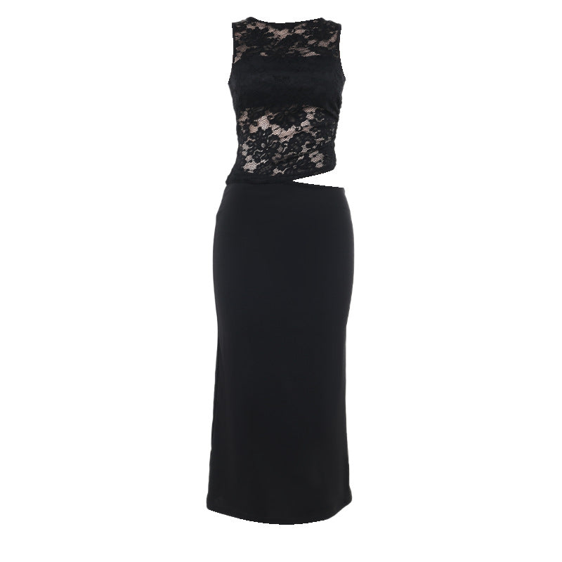 Damen Elegantes Spitzen-Maxi-Kleid mit figurformendem Design EB