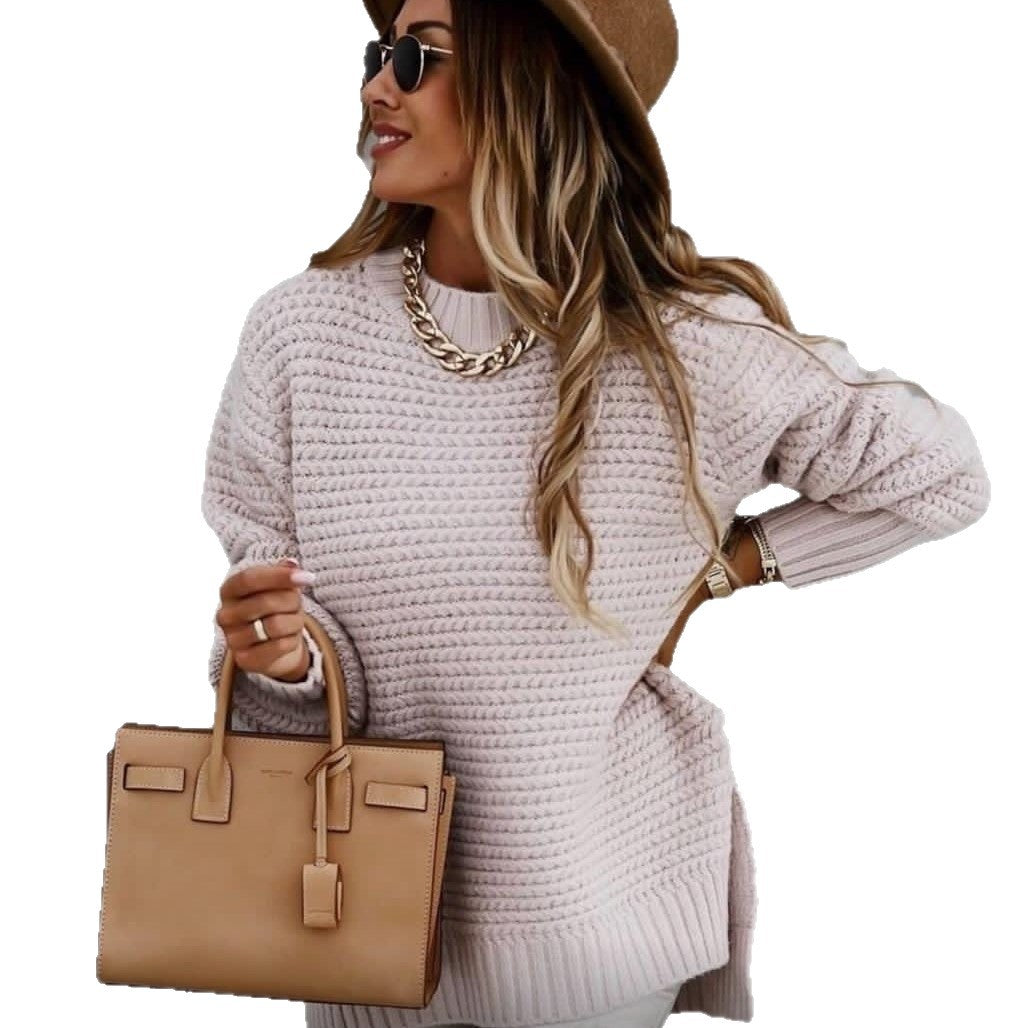 Damen Luxuriöser Strickpullover mit lässigem Schnitt und hohen Bündchen EB