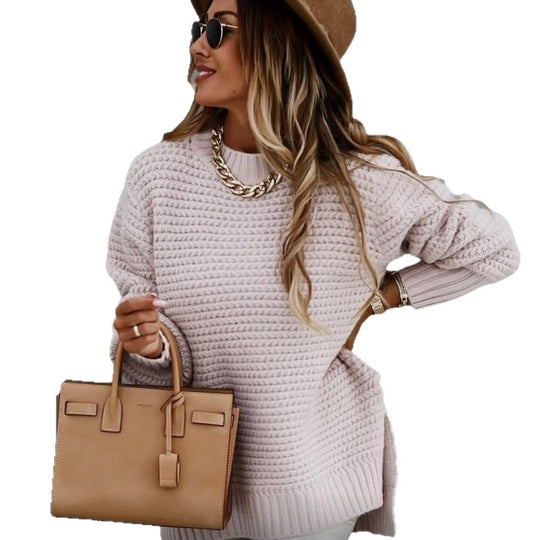Damen Luxuriöser Strickpullover mit lässigem Schnitt und hohen Bündchen EB