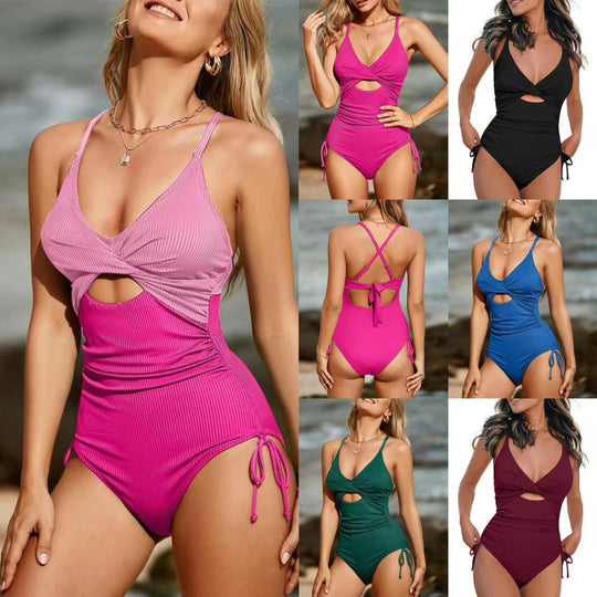 Damen Einteiler Badeanzug mit subtilen Cut-Outs und verstellbaren Trägern EB