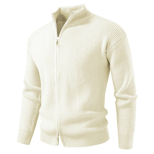 Herren Strickjacke mit Stehkragen und Reißverschluss EB