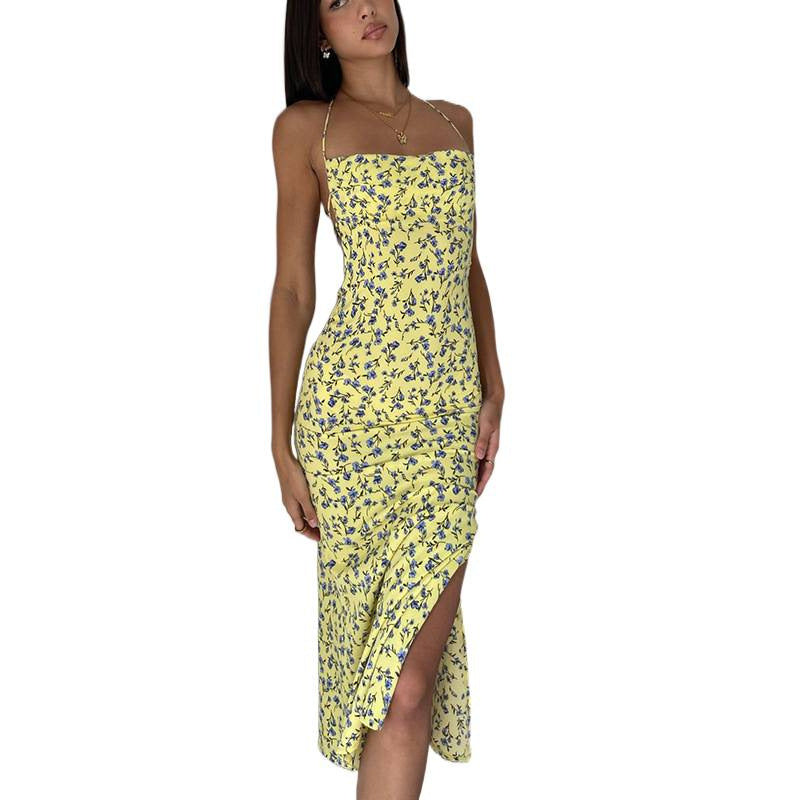 Damen Etuikleid mit floralem Design und eleganten Spaghettiträgern EB