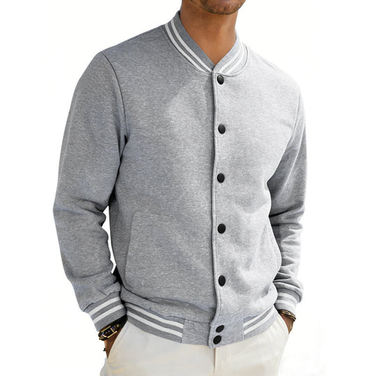 Herren Varsity-Bomberjacke aus Sweat mit gestreiftem Rippkragen EB