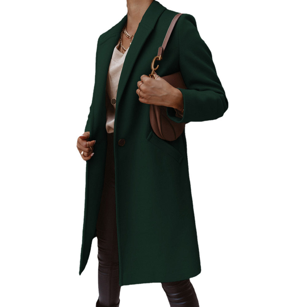 Damen Eleganter Wollmantel mit schmaler Silhouette und praktischen Taschen EB