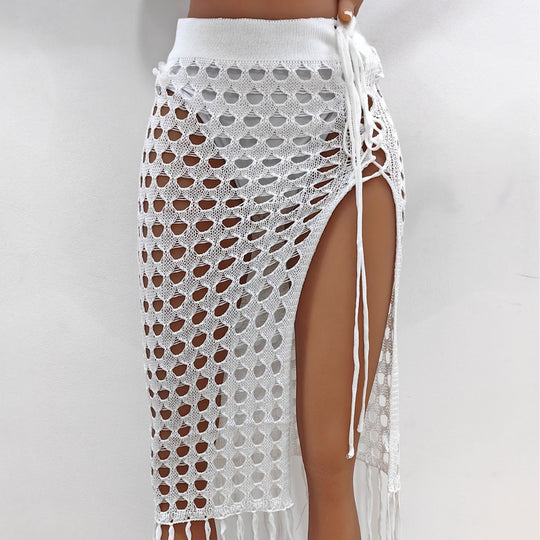 Damen gehäkelter Strand-Sarong mit Fransen EB
