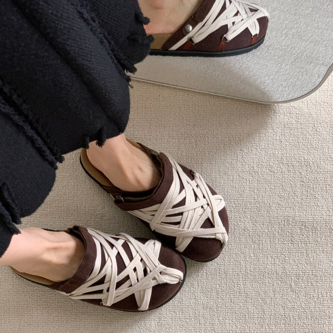Damen Clogs mit geflochtenem Design und komfortablem Fußbett EB
