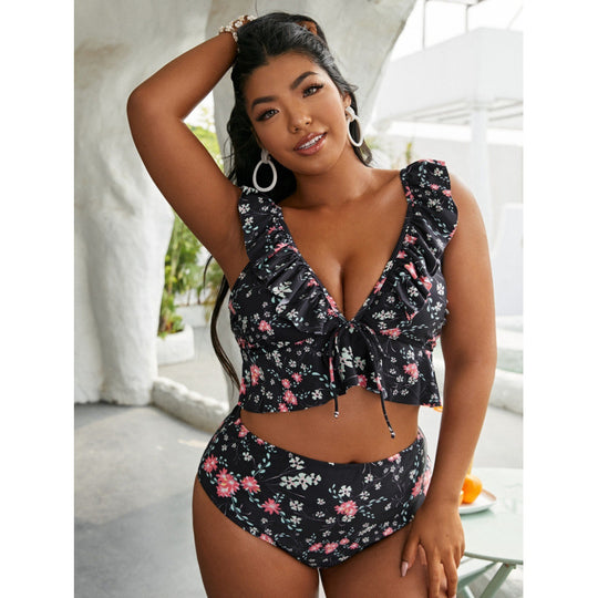 Damen Bikini-Set mit Rüschendesign und verstellbarem Oberteil EB
