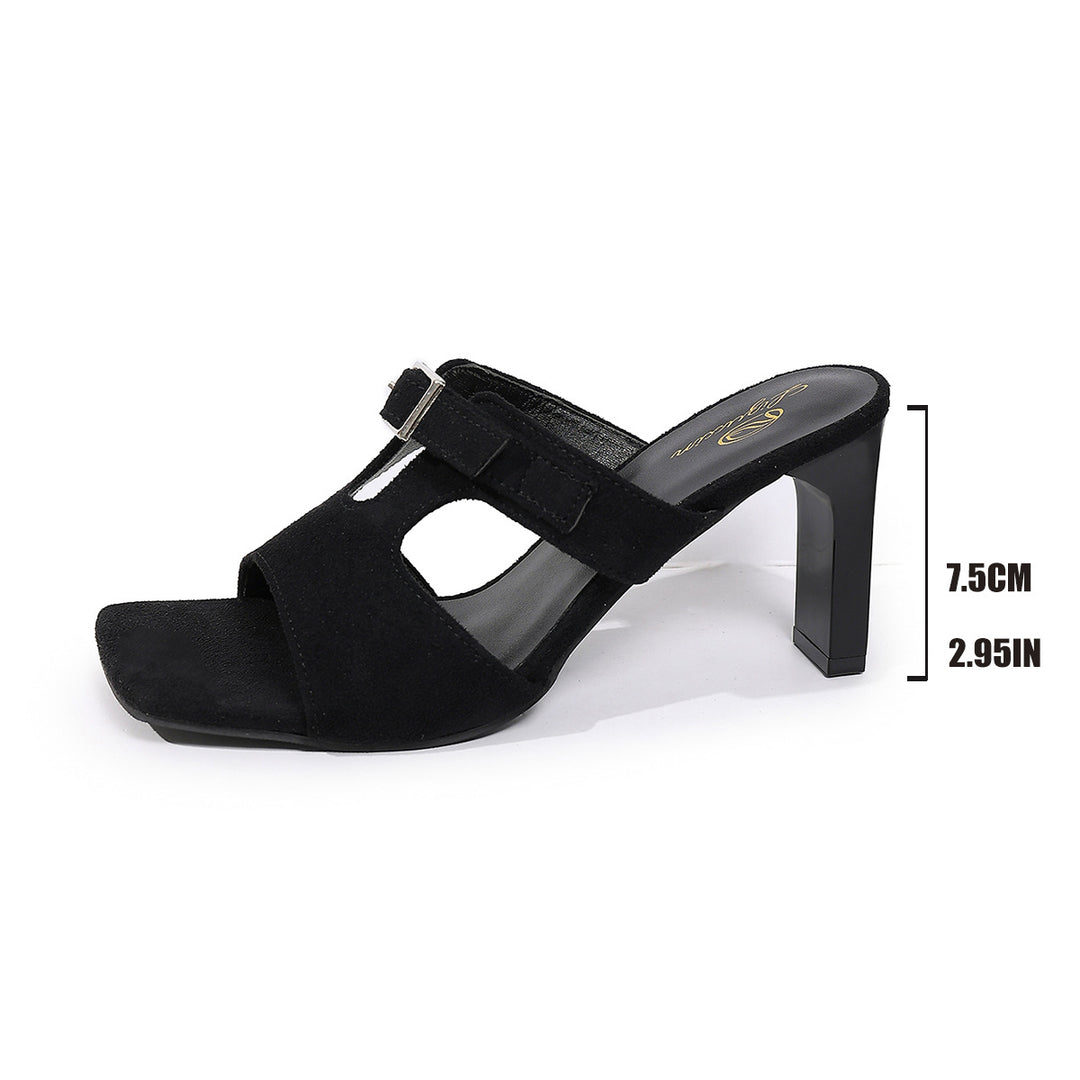 Damen elegante offene Sling-Pantoletten mit komfortablem Blockabsatz EB