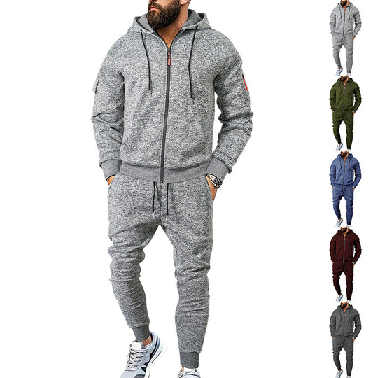 Herren sportliches Zweiteiliges Trainingsanzug mit praktischen Taschen und elastischem Bund EB