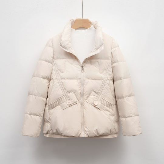 Damen gesteppte Winterjacke mit praktischen Taschen und hohem Kragen EB