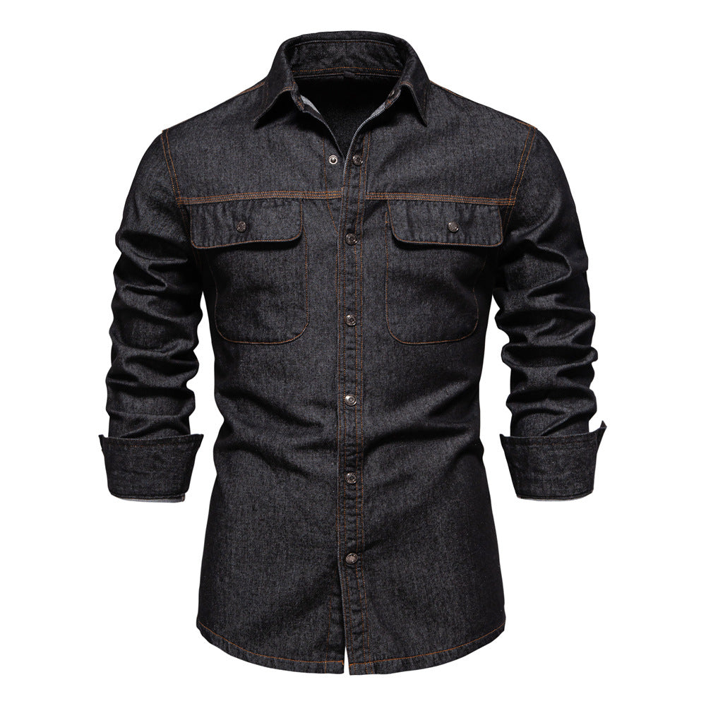 Herren Denim Hemd mit zwei Brusttaschen und modischem Schnitt EB
