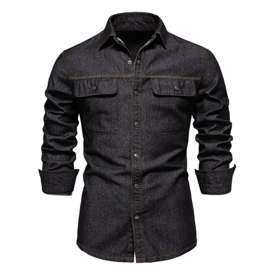 Herren Denim Hemd mit zwei Brusttaschen und modischem Schnitt EB
