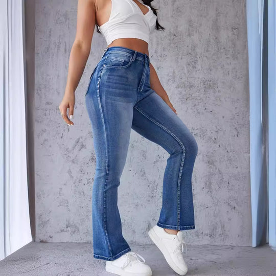 Damen Bootcut-Jeans mit hohem Taillenbund und Stretch-Anteil EB
