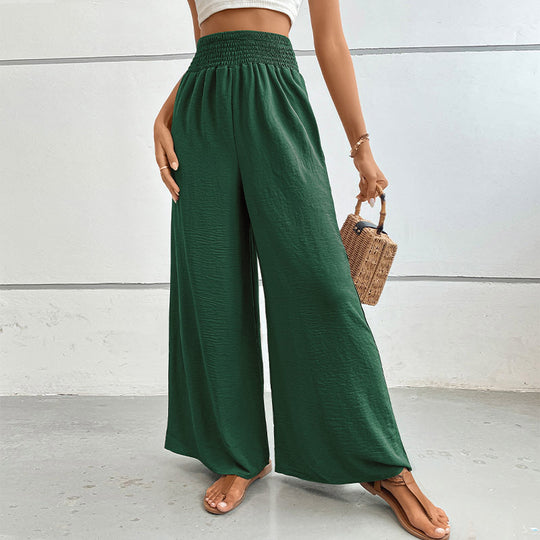 Damen Palazzo-Hose mit hohem, elastischem Rüschenbund und Eingrifftaschen EB