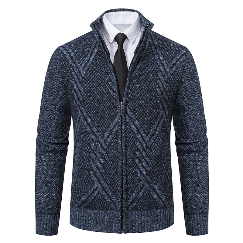 Herren Strickjacke mit modernem Zipper und strukturiertem Design EB