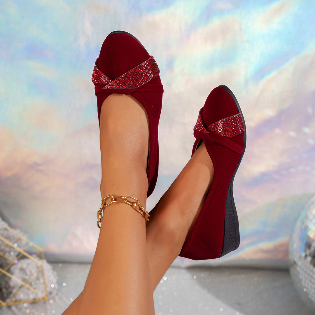 Damen elegante Slip-On Ballerinas mit funkelnden Applikationen EB