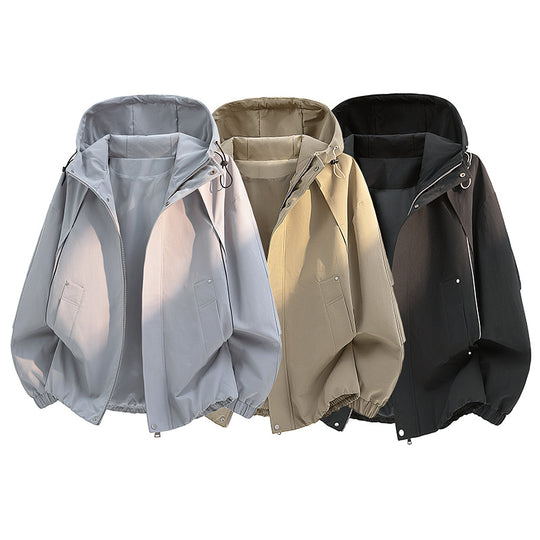 Unisex ultraleichter Softshell-Kapuzenblouson mit elastischen Bündchen und verdecktem Reißverschluss EB