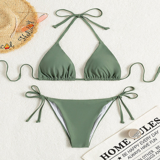 Damen Triangel-Bikini mit verstellbaren Bändern und elastischem Taillenbund EB