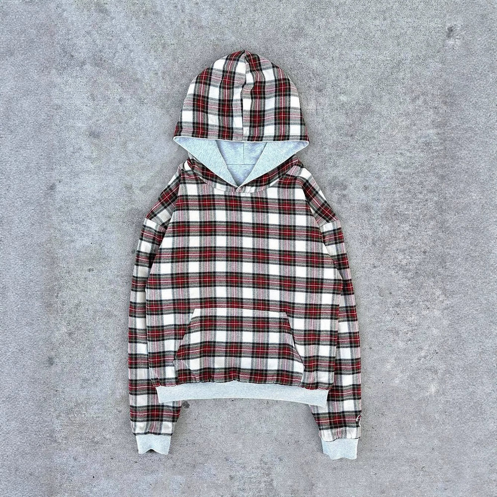 Damen Kapuzenpullover mit modernem Karo-Futter EB